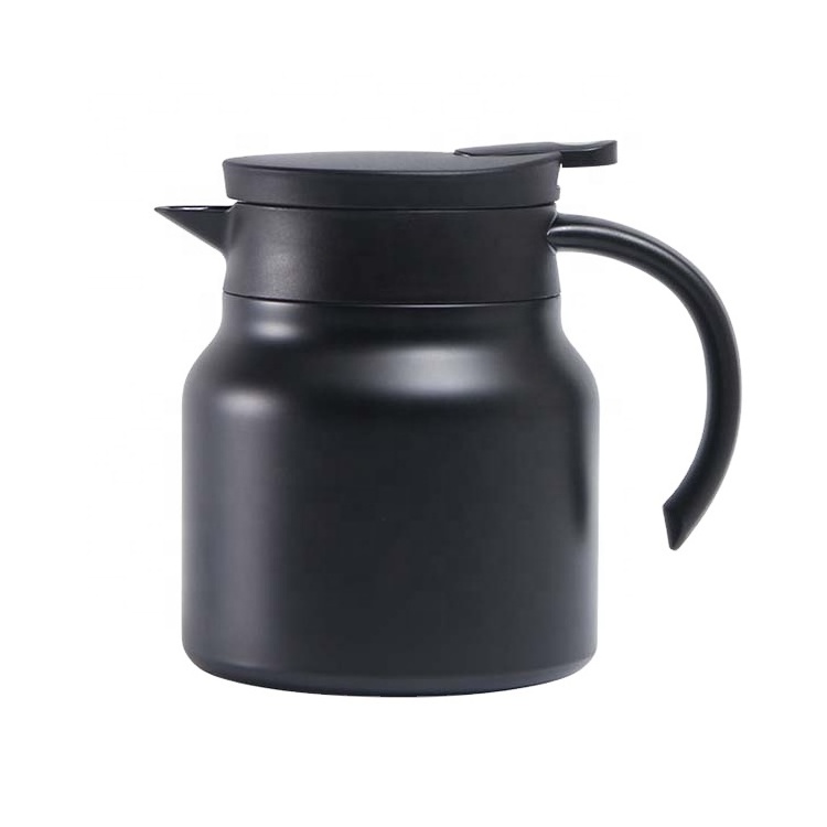 Cute black  800ML Double Wall Vacuum Insulated Stainless Steel 316  Pour Over Cat Tea Coffee Kettle With Tea Infuser Lid