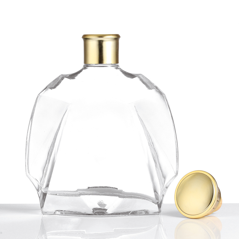 nordic glass liquor bottle with wooden lid and bonus natural cork bottle stopper