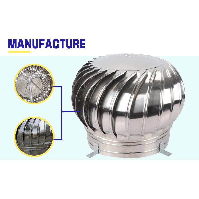 CUSTOMIZABLE cheap No Power Turbo Fan Stainless Steel greenhouse roof mounted Ventilation Fan Prices Industrial Exhaust