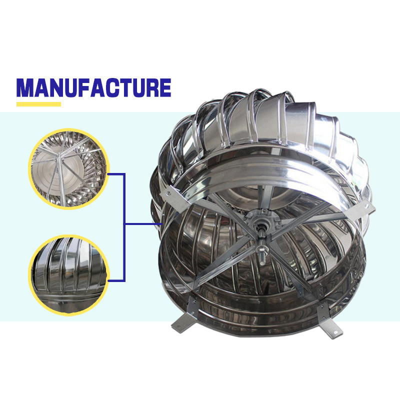 CUSTOMIZABLE cheap No Power Turbo Fan Stainless Steel greenhouse roof mounted Ventilation Fan Prices Industrial Exhaust