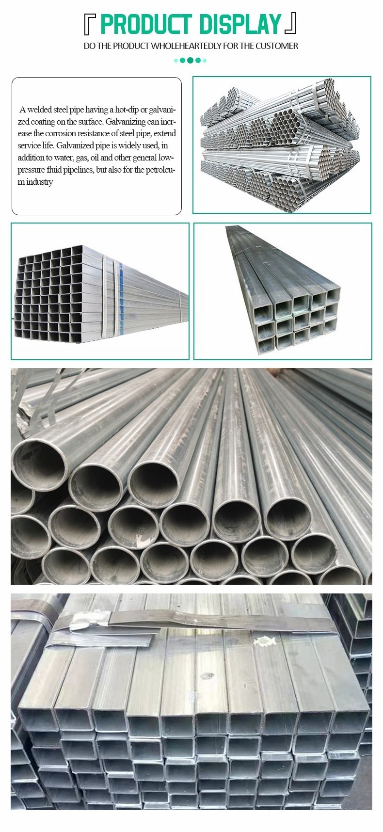 High quality factory sale galvanized steel pipe galvanized steel welded square pipe