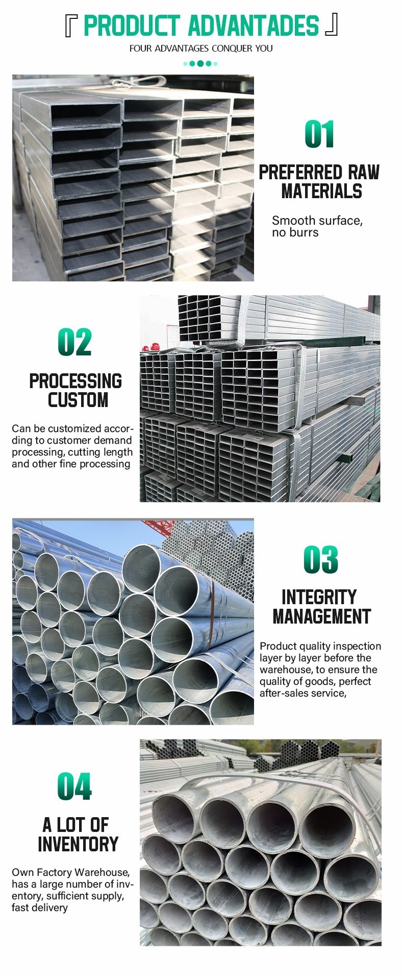 High quality factory sale galvanized steel pipe galvanized steel welded square pipe