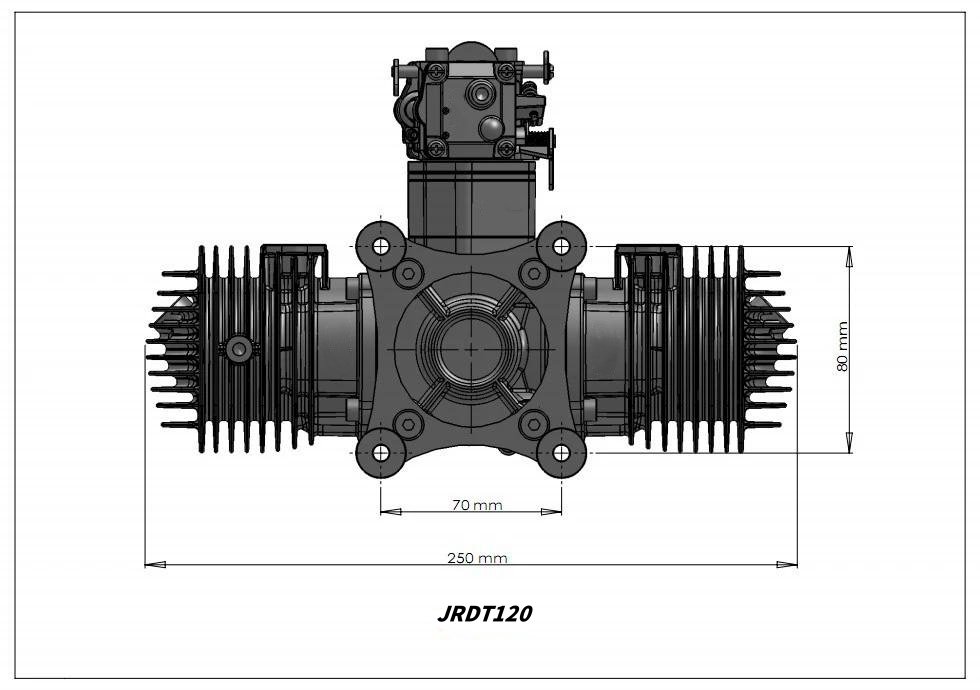 JRDT120 drone gasoline engine two-cylinder two-stroke for RC Fix Wing Airplane Gas 120CC Engines