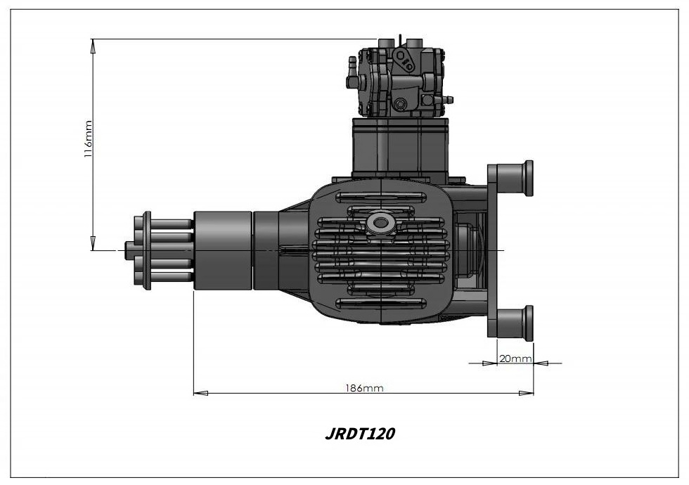 JRDT120 drone gasoline engine two-cylinder two-stroke for RC Fix Wing Airplane Gas 120CC Engines