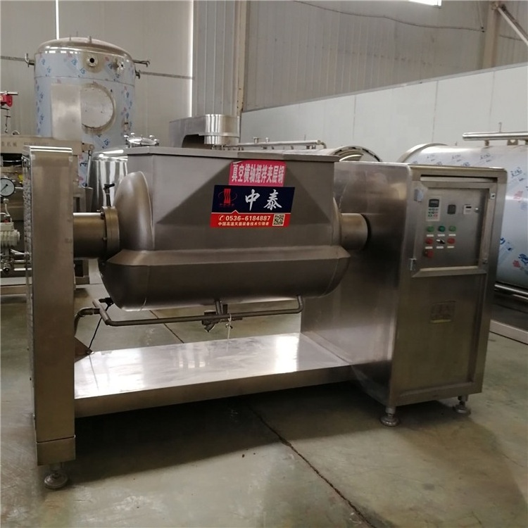 Horizontal industrial automatic mixer vacuum horizontal axis can tilt to cook pot, fruit, sauce, meat and sauce