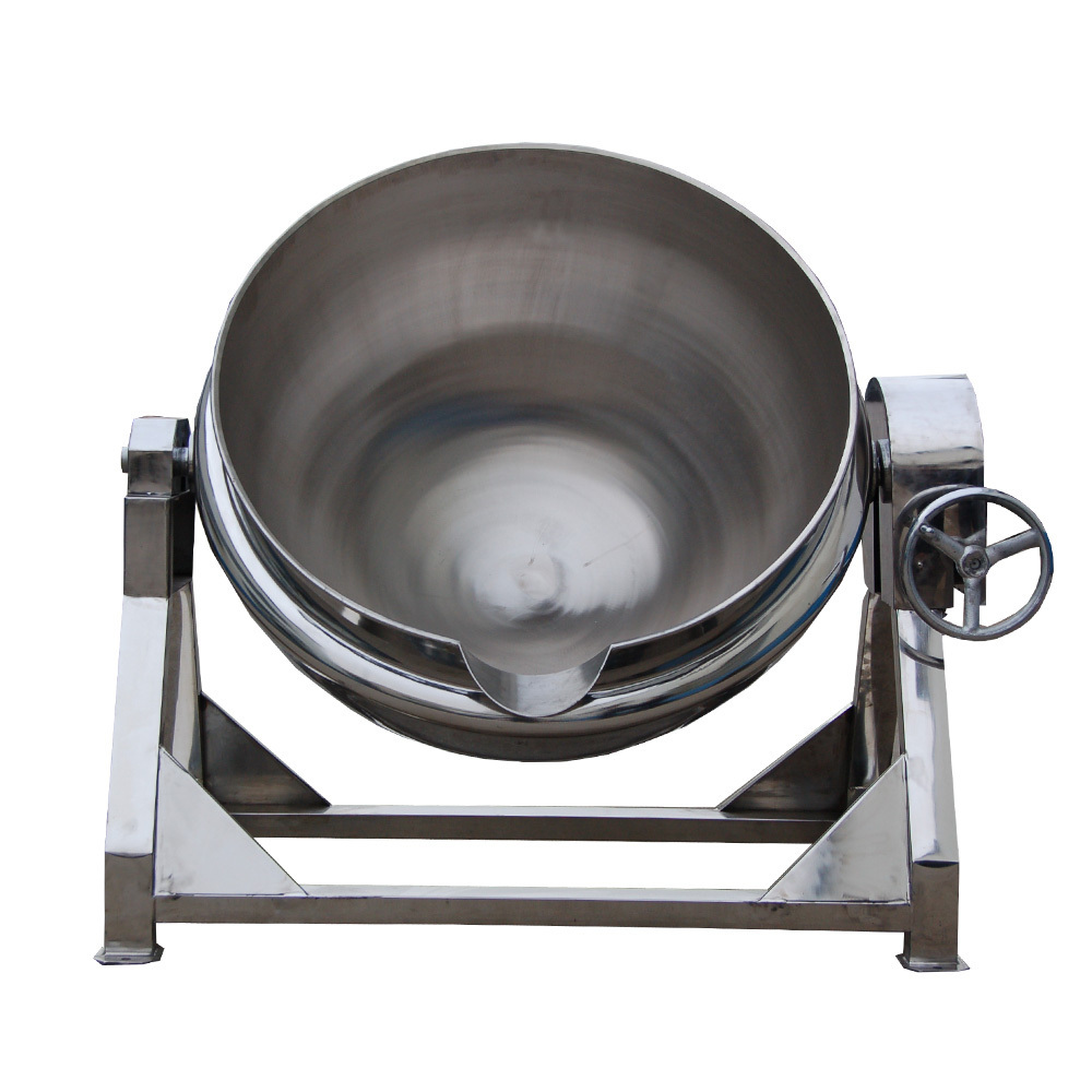 Industrial boiling pot steam jacket heated stainless steel tilting sandwich soup pot