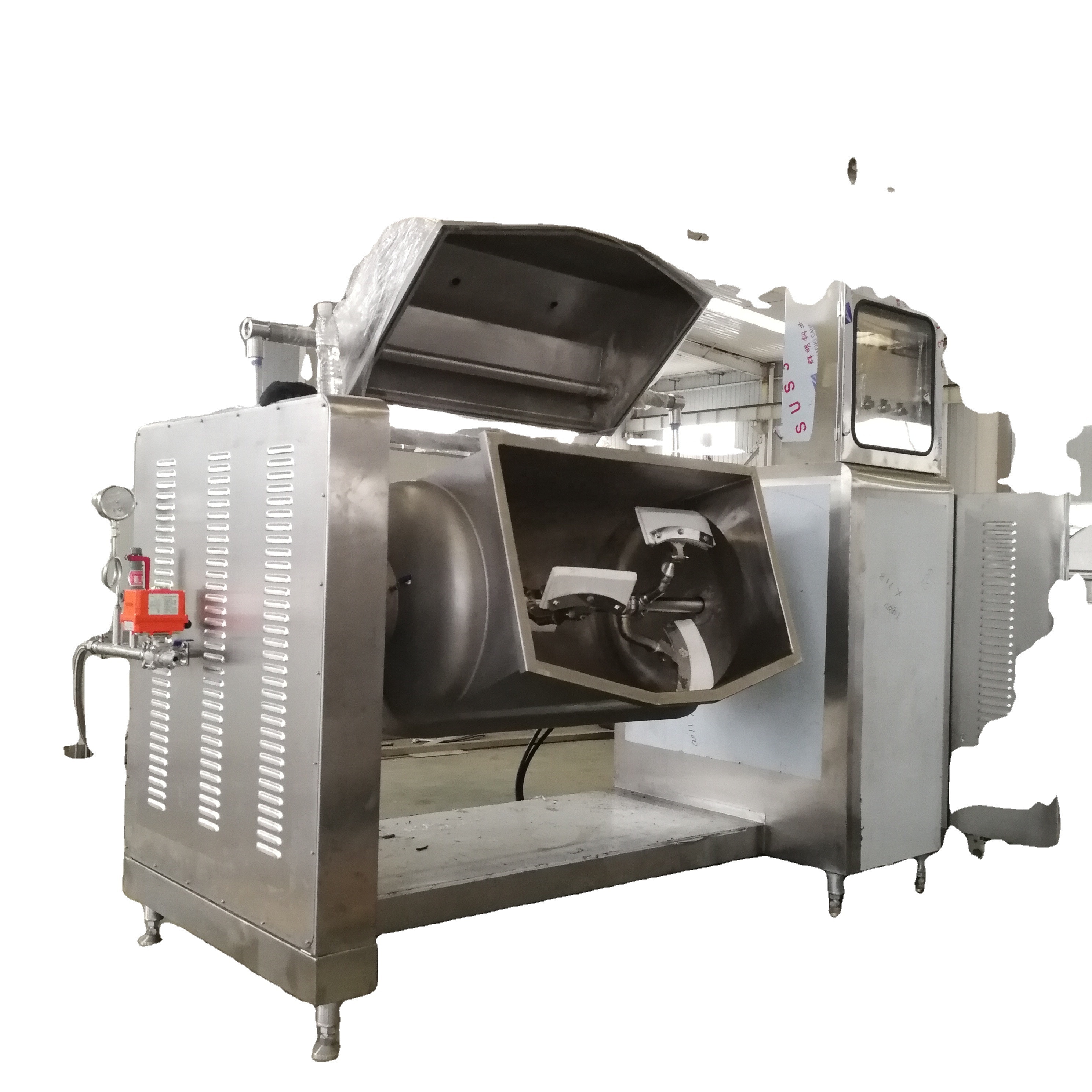 Horizontal industrial automatic mixer vacuum horizontal axis can tilt to cook pot, fruit, sauce, meat and sauce