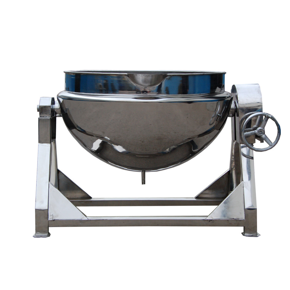 Industrial boiling pot steam jacket heated stainless steel tilting sandwich soup pot