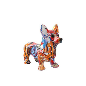 Customization Home Decorations Water Transfer Graffiti Resin  Animals Corgi Dog Statue