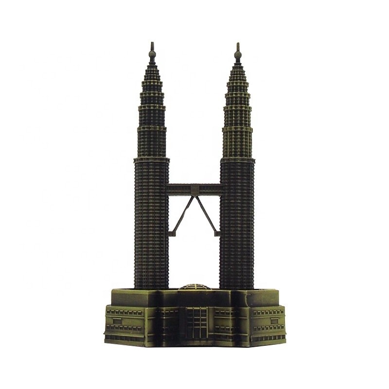 SE7ART Malaysia Architectural Replica Landmark Collectible Model Petronas Twin Towers Zinc Alloy Miniature Building Desk Decor