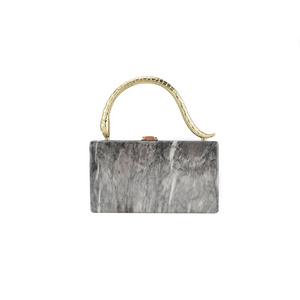 Factory Supply acrylic marble black clutch evening party bag