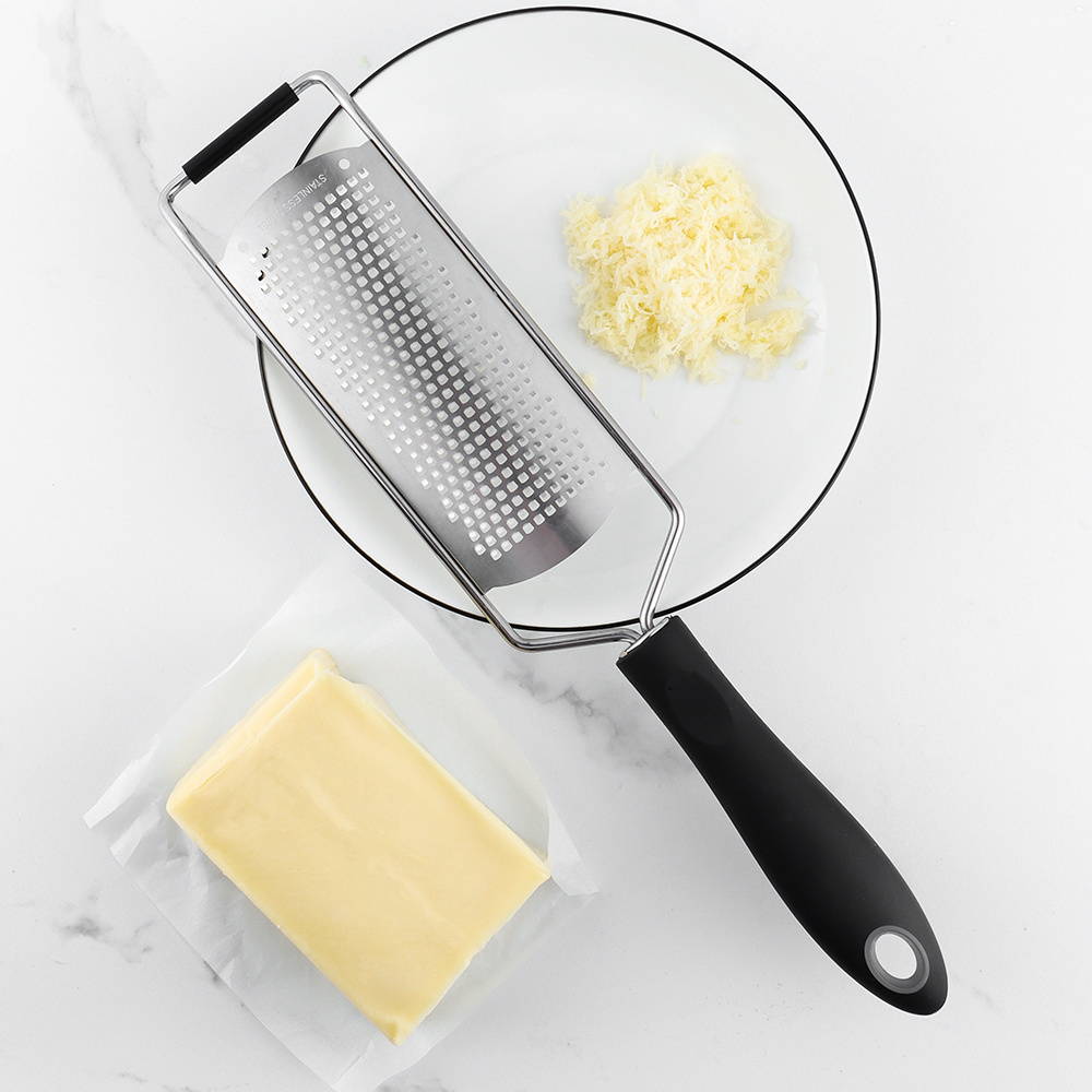 Flat cheese fine grater vegetable ginger garlic slicer shredder 1 cut with non slip soft handle