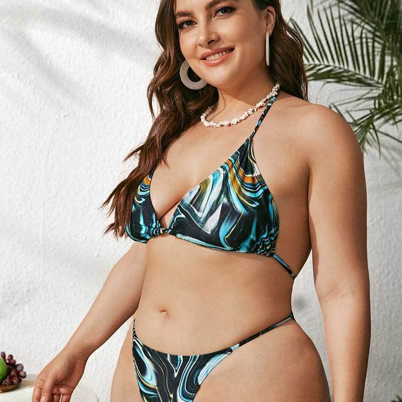 Fashion Women 3 Piece Beachwear Sexy Triangle Bikinis Set Plus Size Swimwear With Coverup