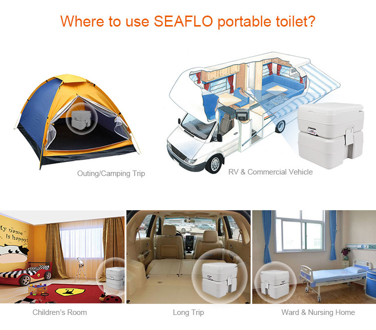 SEAFLO Mobile Camp Folding Toilet for Sale Luxury Bus 2 Kinds of Capacity 10L 20L Mobile Toilet Prices Portable Public