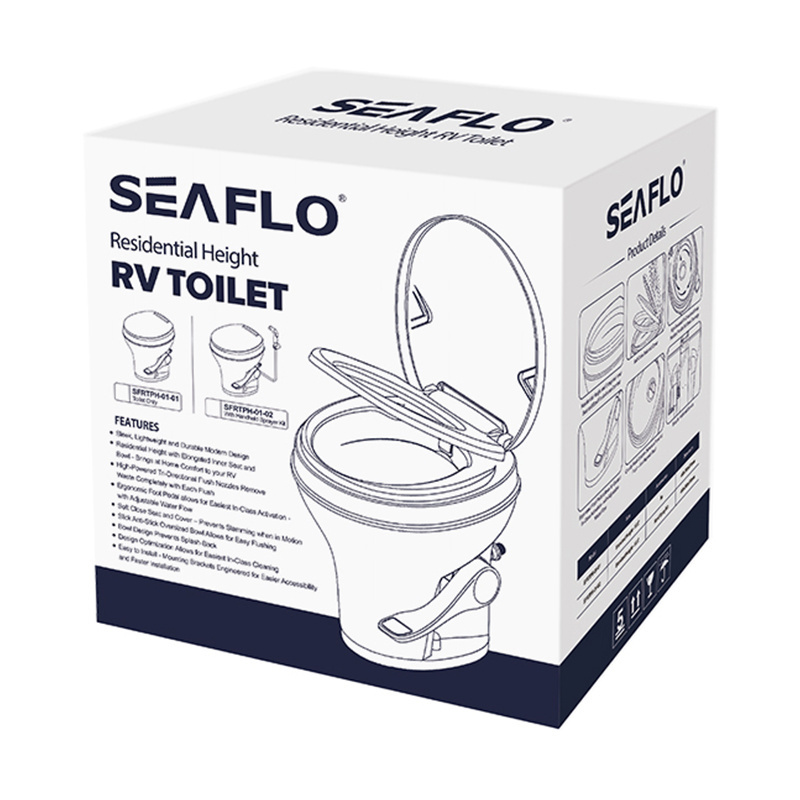 SEAFLO  Safety and Quiet Rv Camper Prefab Toilet Residential Height RV Toilet rv camper toilet