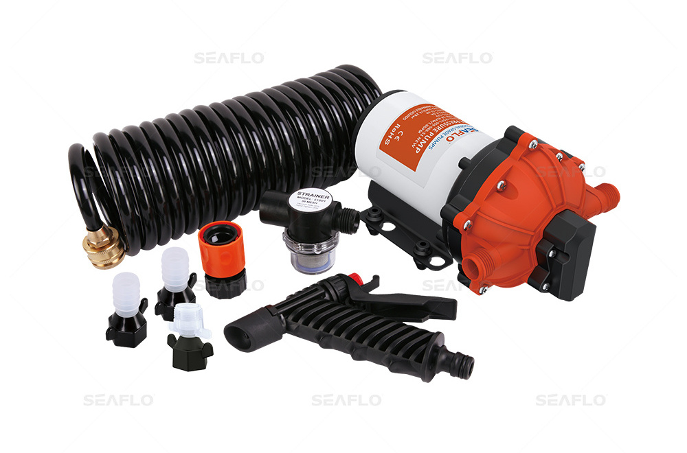 SEAFLO 12V 3.0 GPM 70PSI High Pressure  Washdown Pump Kit for Car Wash