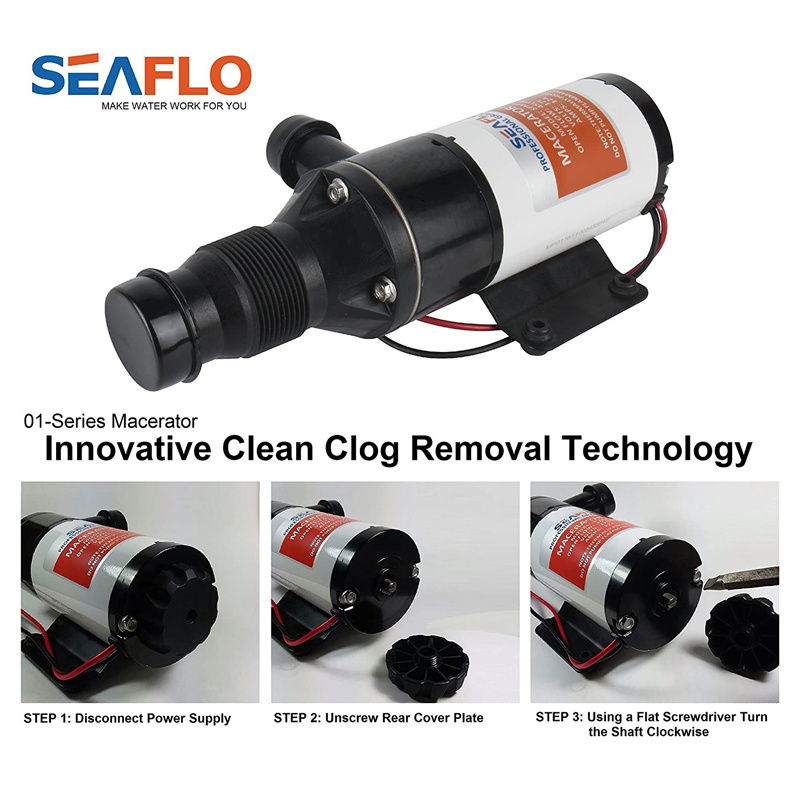 SEAFLO 12 volt 24 volt macerator marine toilet pump for waste trash sewage water pump