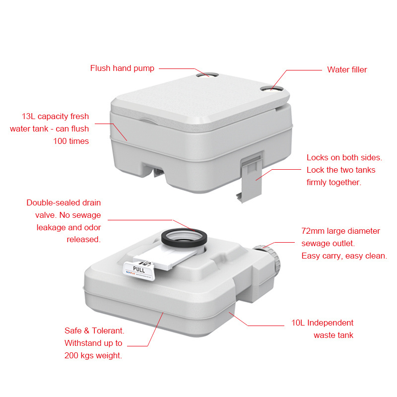 SEAFLO Compact Armal Portable Disabled Toilet for Elderly Manufacturers 10L 20L Mobile Camping Toilet Tent Portable Outdoor