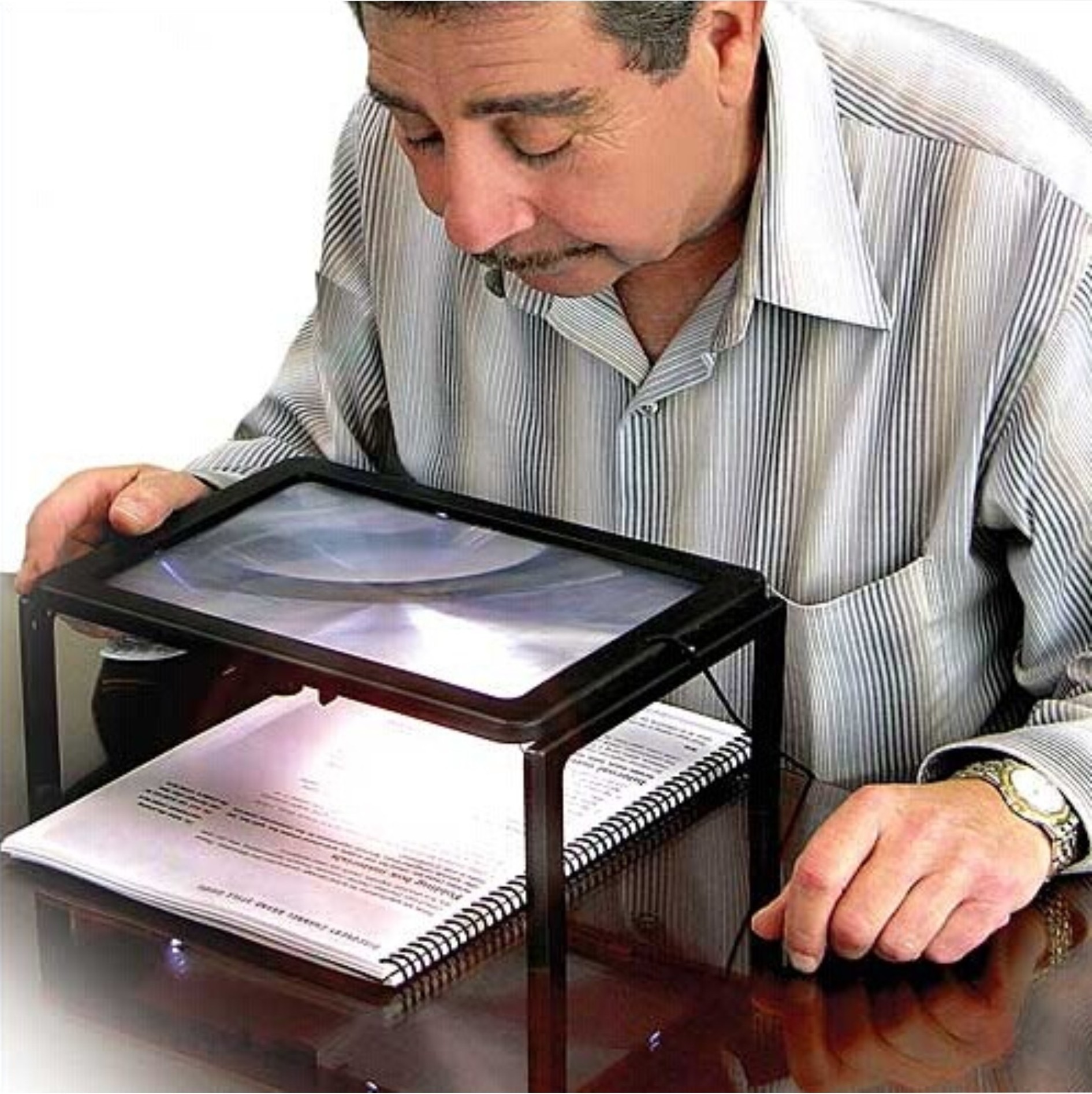 Foldable Desktop 3X Large Full Page Magnifying Glass Hands Free A4 Rectangular Reading Magnifier with LED Lights