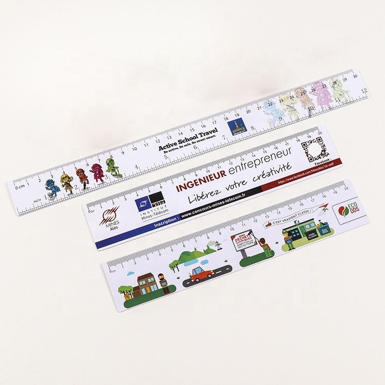 Advertising Custom Printing 15cm/20cm/30cm Flexible Clear Plastic Straight PVC Scale rulers