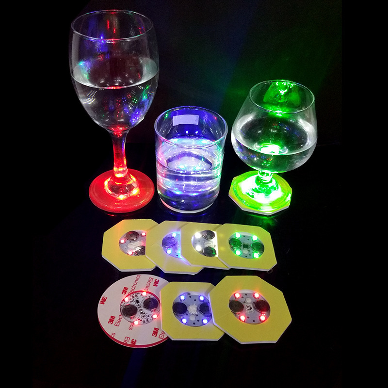 LED Cup Sticker Coaster Lighting Cocktail Cup Mat Bar Party Decorative Glowing Coaster