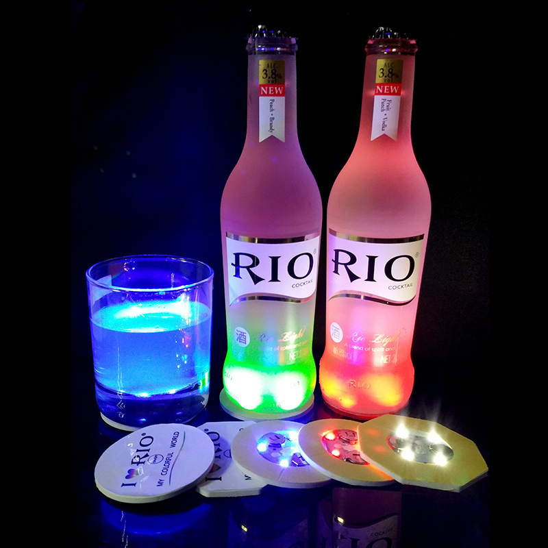 LED Cup Sticker Coaster Lighting Cocktail Cup Mat Bar Party Decorative Glowing Coaster