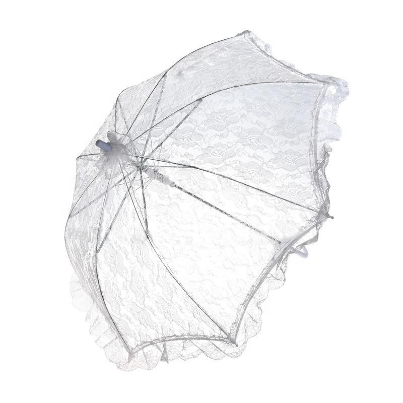 Wholesale Wedding Bridal Bridesmaids Lace Umbrella Decoration White Lace Parasol Umbrellas