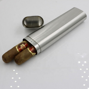 2pcs Cigar Tube Exquisite Polished Metal Cigar Humidor Case Smoking Accessories Cigar Storage Box