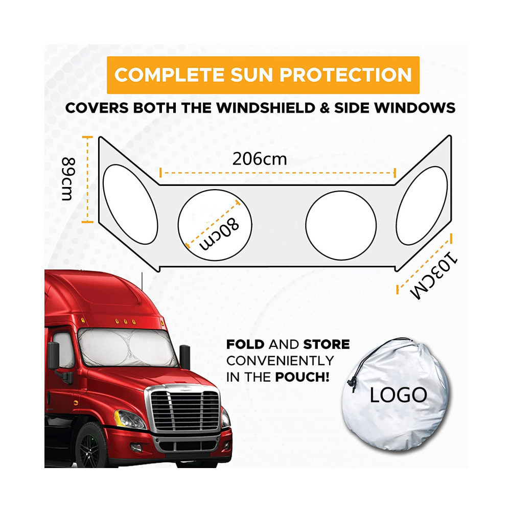 Foldable Pop Up Truck Sun Shade for Front and Side Windows, Lorry Truck Windshield UV Protection Sunshade