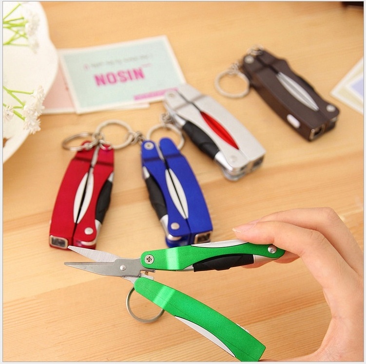 foldable 3 in 1 multifunctional pen with scissors, LED flashlight Ballpoint Pens