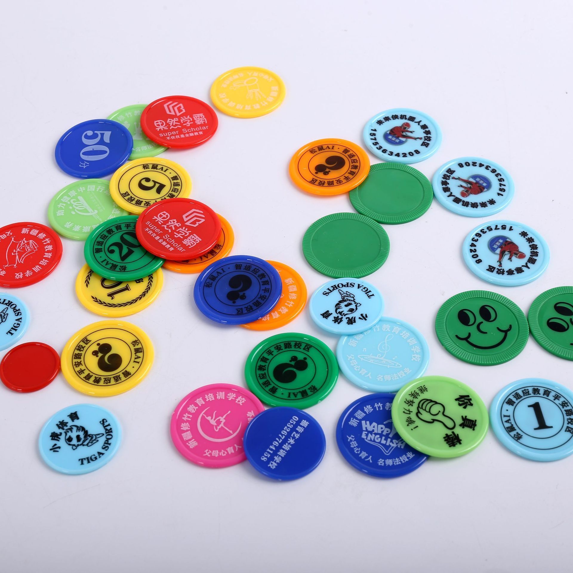 cheap custom plastic jetton colorful stamping game token coins