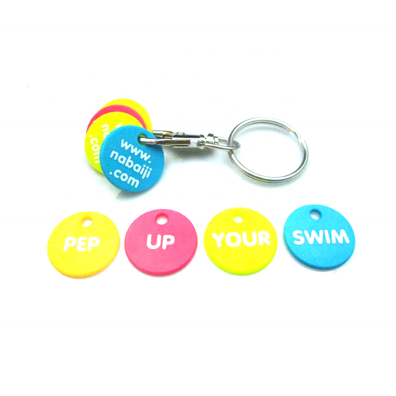 Plastic Shopping Trolley Pound Coin Token Key Ring, Supermarket Locker Coin Trolley Token Keyrings