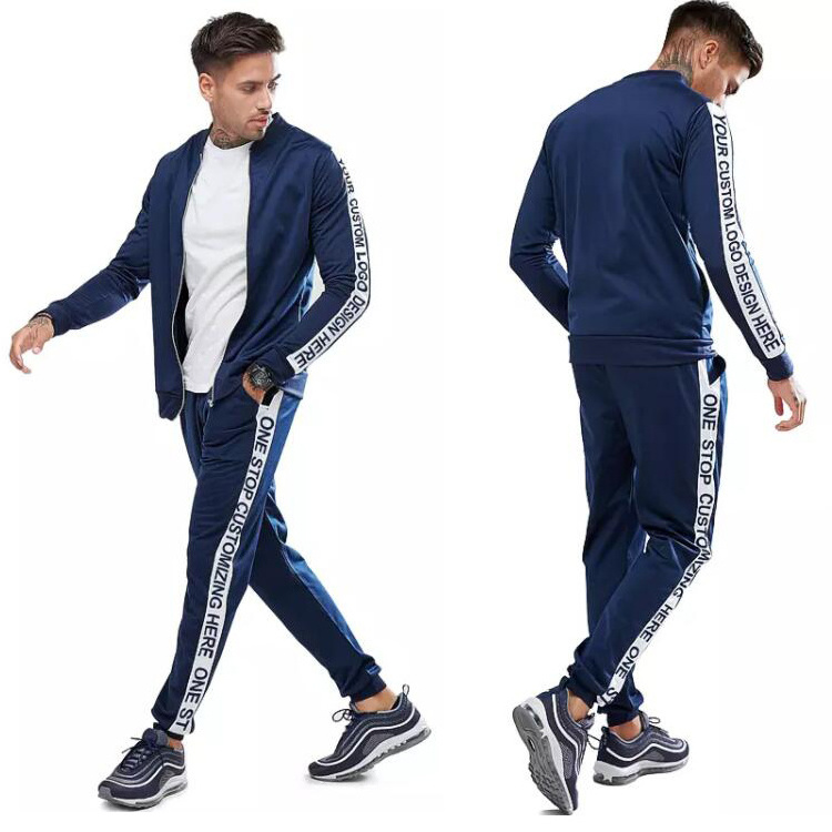 Muscle Brother Sport Suits European American Trends Side strips Fitness Zipper Hoodies Sweatpants Slim Casual Fashion Tracksuits