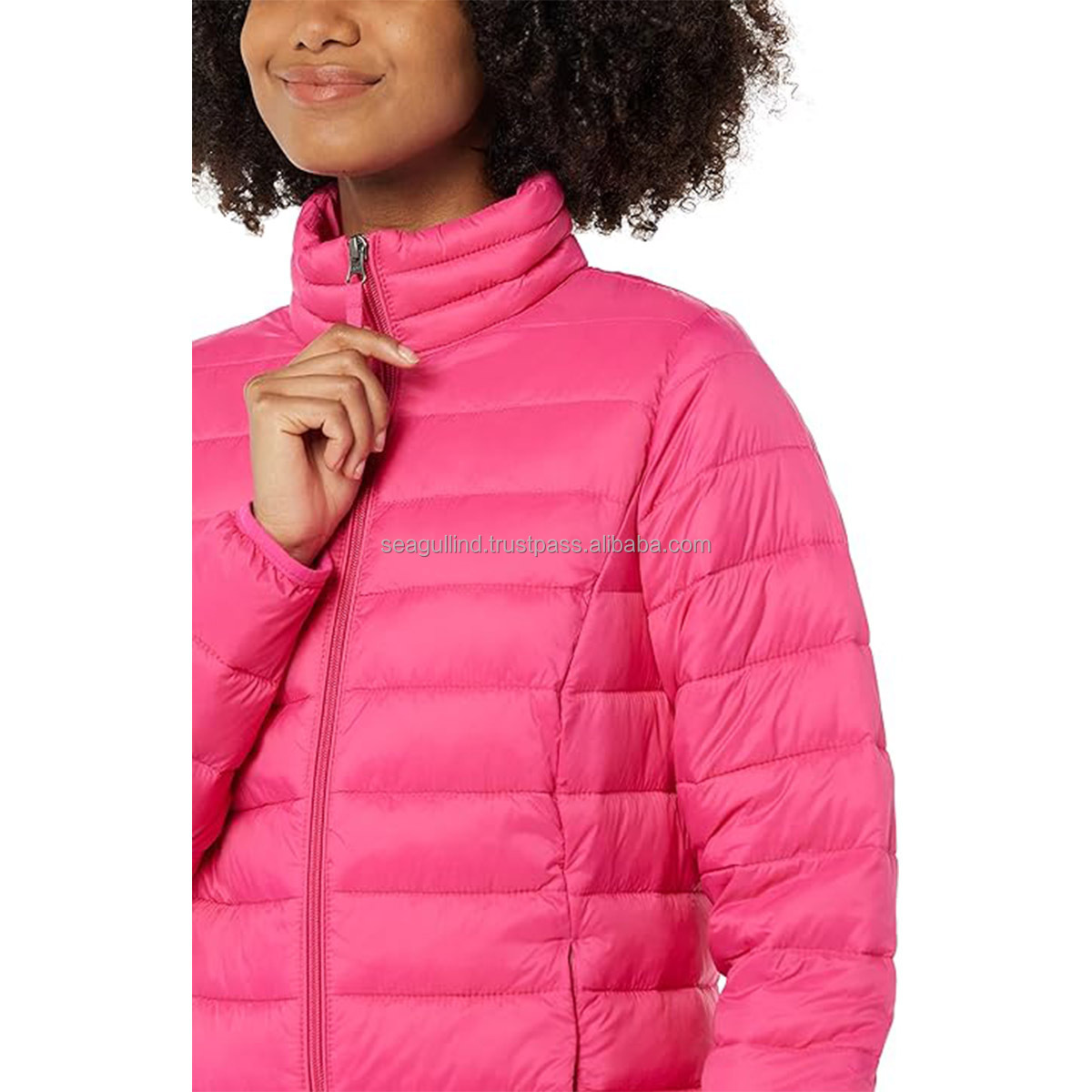 Women's Outerwear Thickened Down Winter Bubble Puffer Jacket with Sherpa Fur Lined Hooded