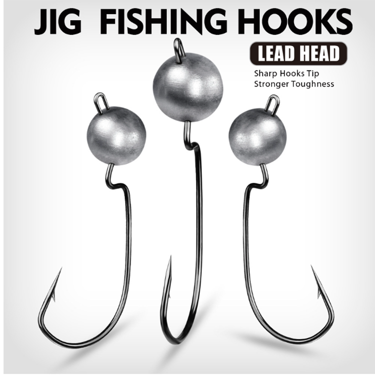 5pcs Weedless Ned Rig Jigheads 3.5-10g Jig Heads Weighted Texas Rig Hooks Football Swing Jig Heads for Texas Rig