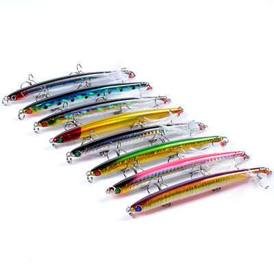 New 11.7cm 11.8g Hard Plastic Fishing Lure Feather Treble Hook Sinking Fishing Pencil Stick