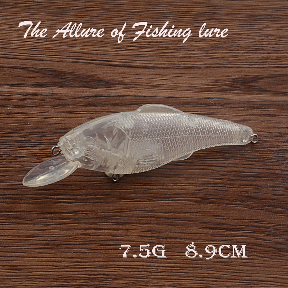 Unpainted Fishing Lures 8.9cm 7.5g Unpainted Minnow Bait Fishing Clear Hard Plastic Lure Blank Lures