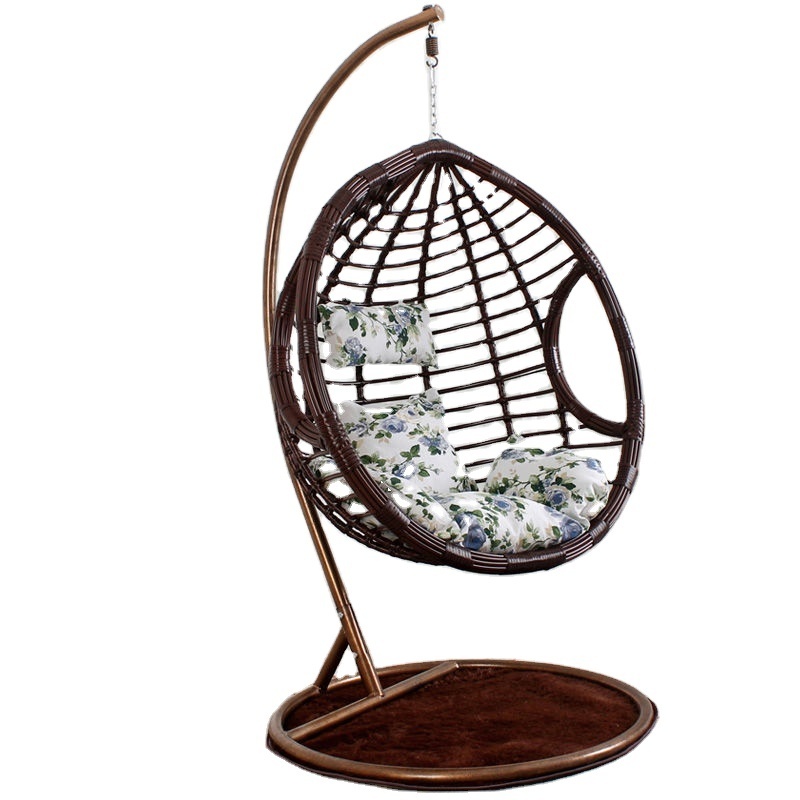 Fashion Garden Furniture Wicker Rattan Egg Hanging Indoor Swing Chair Hammock with Stand