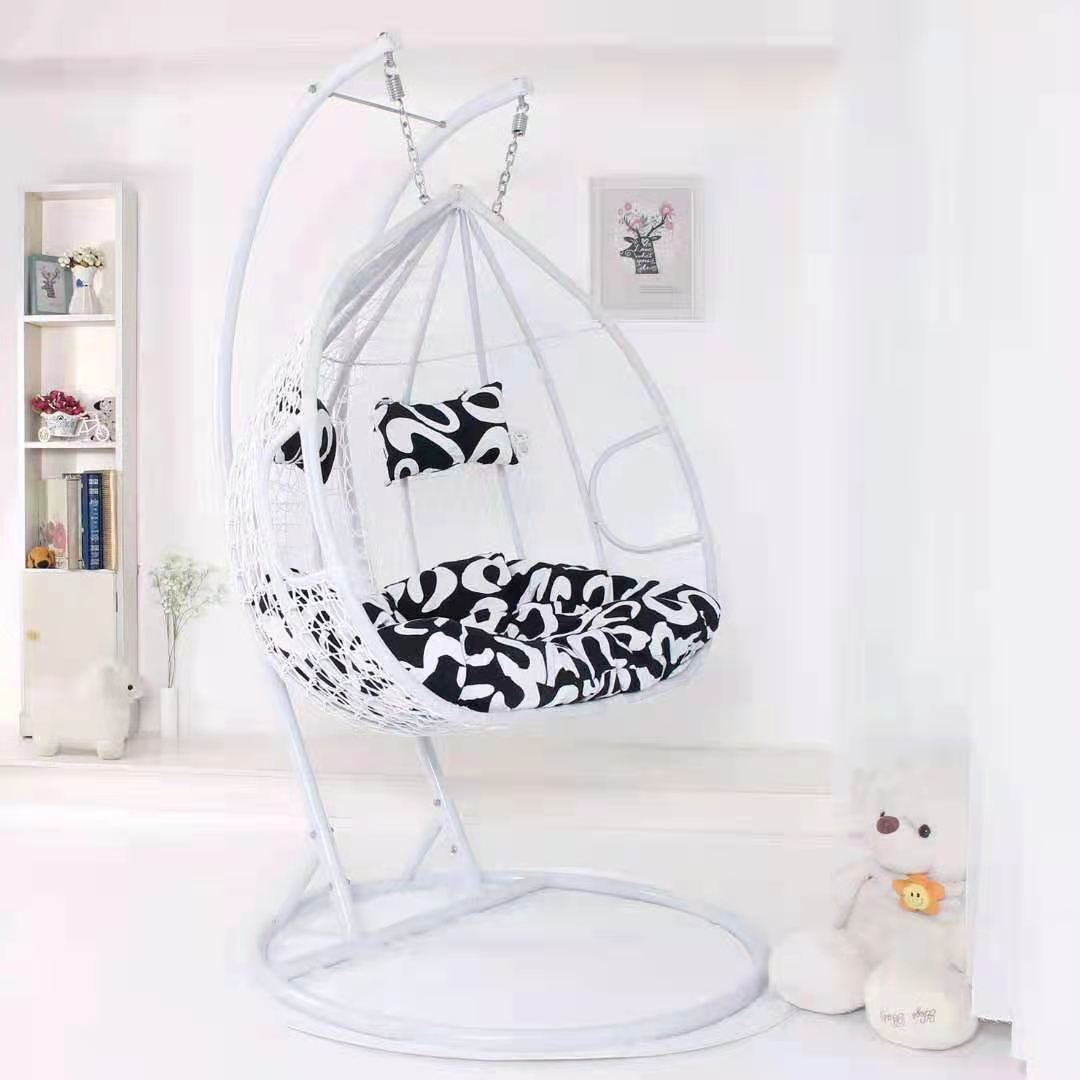 Terrace swing double egg cane swing chair hanging chair with metal support double double pole swing chair