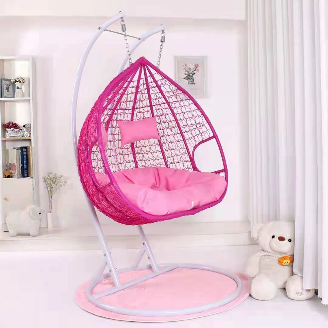 Terrace swing double egg cane swing chair hanging chair with metal support double double pole swing chair