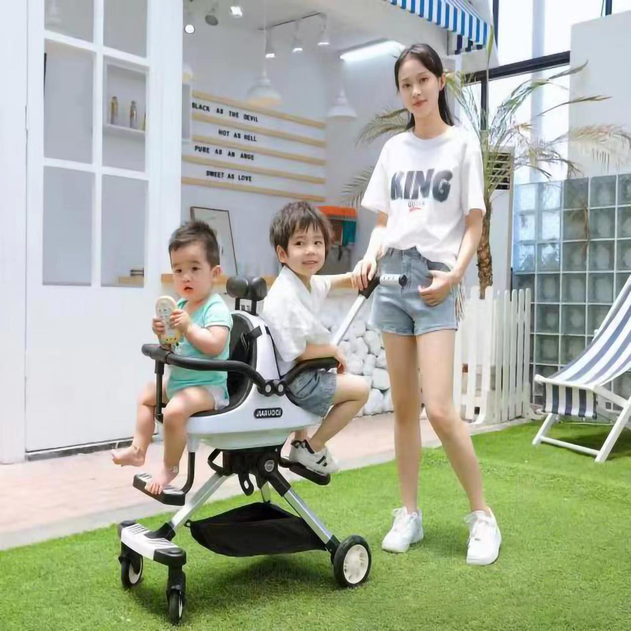 NEW high quality foldable 2-seat stroller travel cart baby push car baby carriage pram for kids for sale