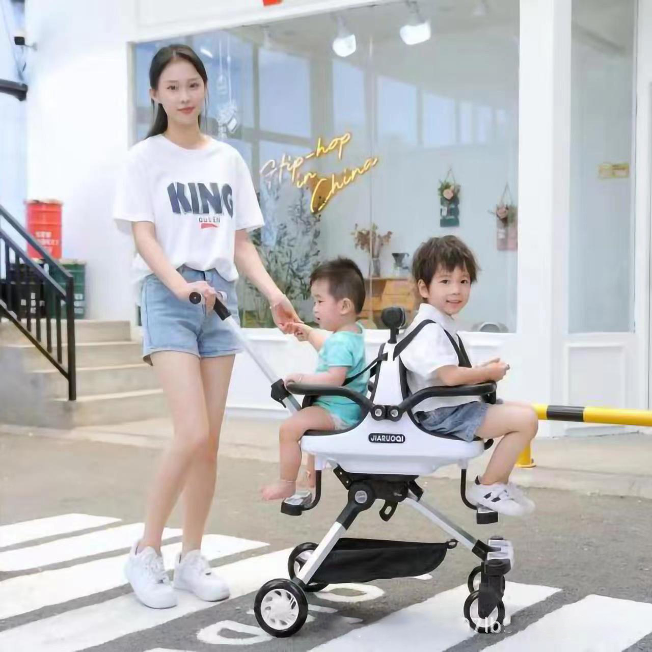 NEW high quality foldable 2-seat stroller travel cart baby push car baby carriage pram for kids for sale