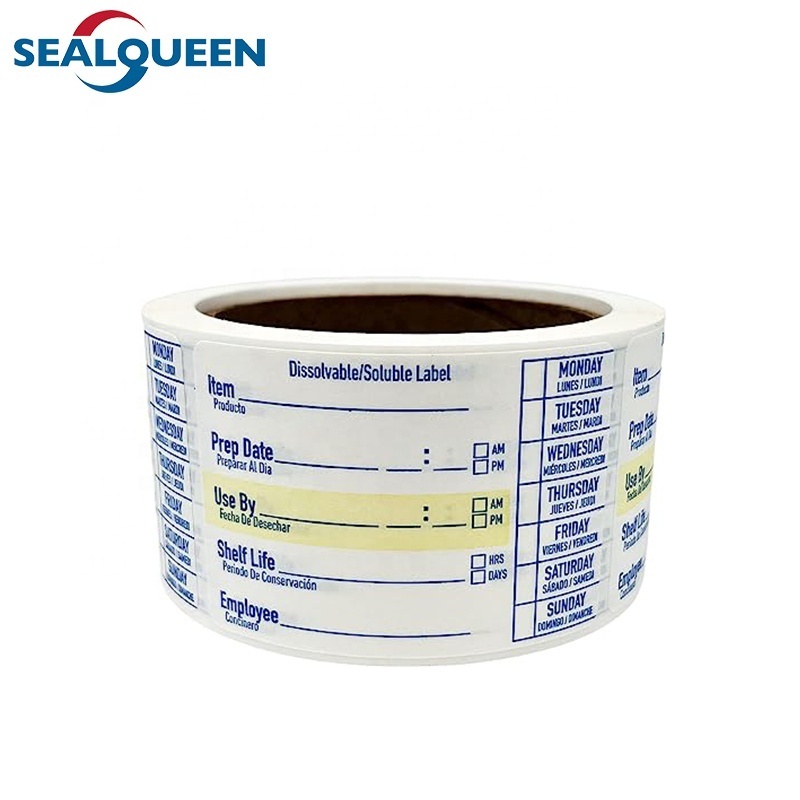 Wholesale Strong Adhesive Sticker Dissolvable Freezer Labels Frozen Food Label Custom Size