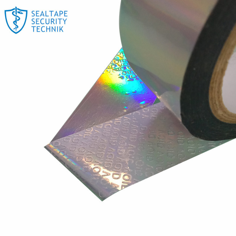 Custom Strong Glue 3Cm Width Silver Laser Hologram Tamper Proof Void Security Sticker Tapes Roll