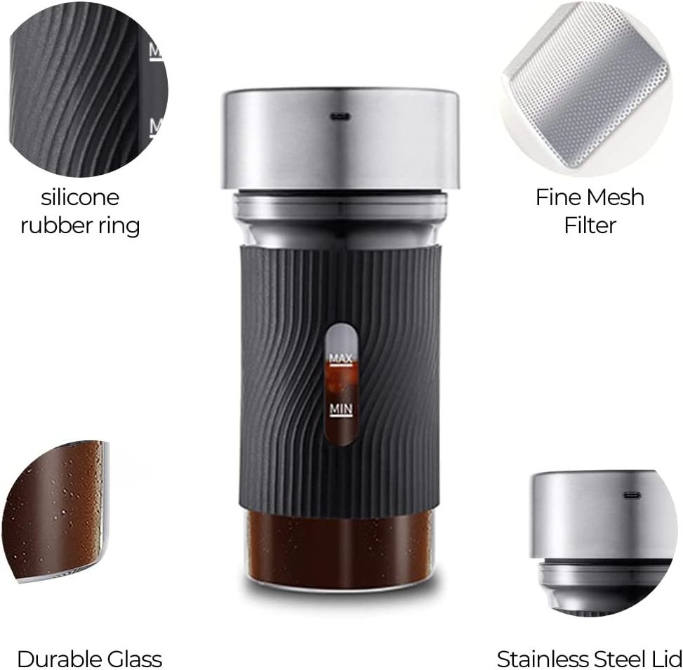 Express Cold Brew Electric Coffee Cold Brew Maker in 15 Minutes,Easy to Use & Clean, Glass Carafe, 600ML