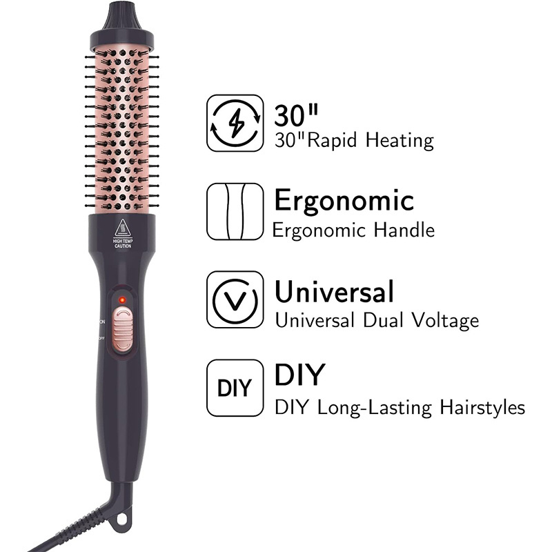 PHOEBE 1.25 Inch Curling Iron Brush Ceramic  Double PTC Heated Hair Curling Comb