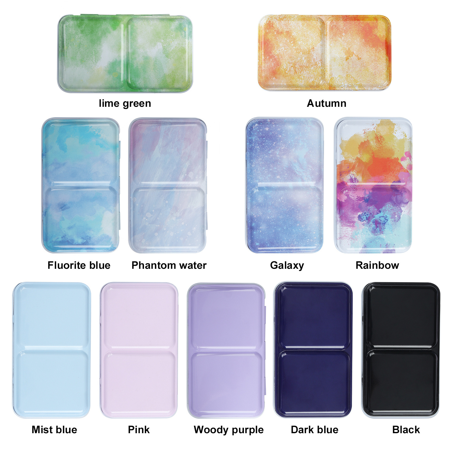 11 Color aquarell metal box watercolour Palette Paint Case empty watercolor storage tin palette box for/with 12 half pans tin.