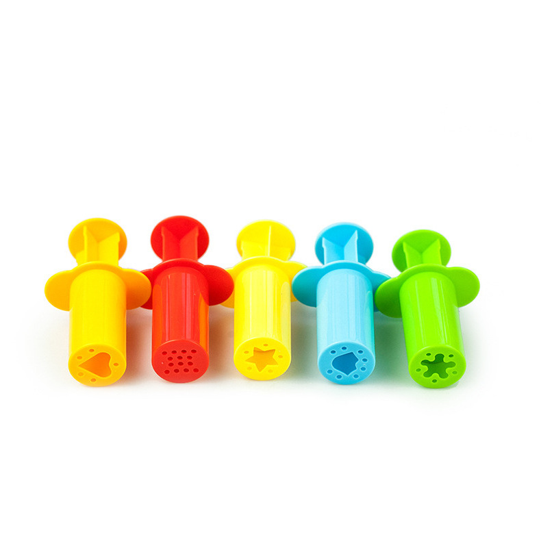 Factory Wholesale Colorful Slime Toy Squeeze Tool 5Pcs PP Plastic Syringe Shape Preschool Kid Polymer Clay Toy