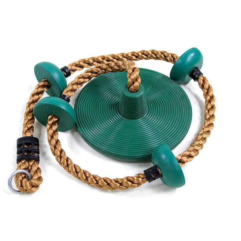 Child safe climbing rope with upright tray can be hung from the tree swing