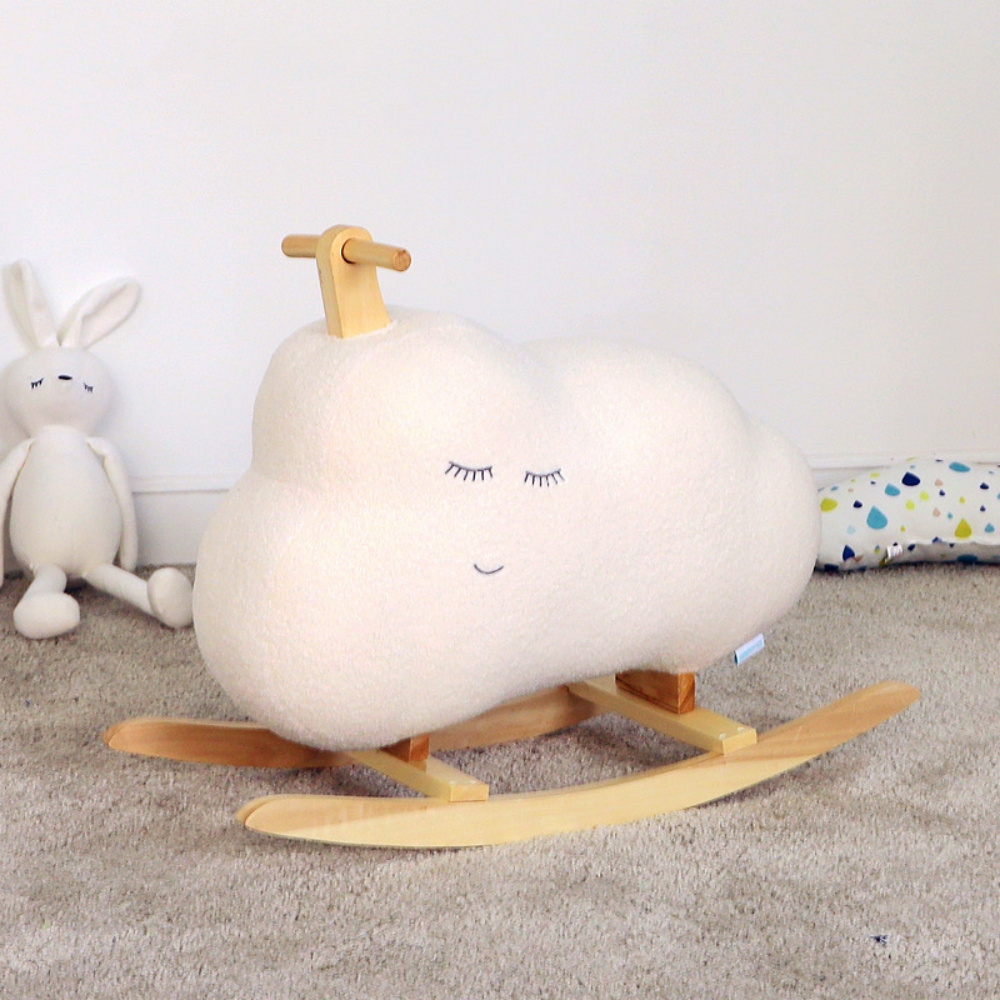 Baby Cloud Plush Rocking Chair Kids Wooden Cloud Rocker Horse